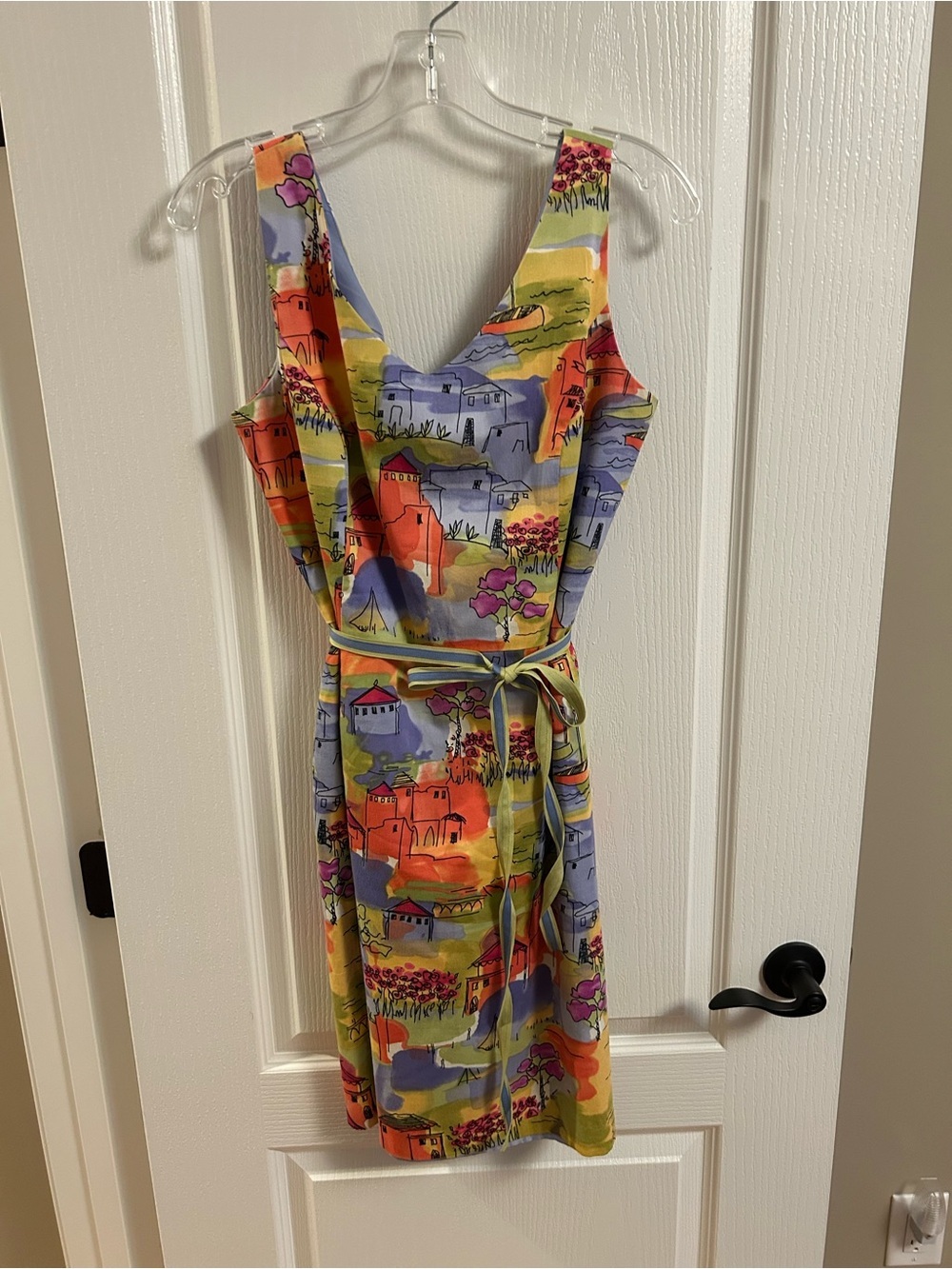 Coldwater Creek Multicolor Scenic V-Neck Midi Dress